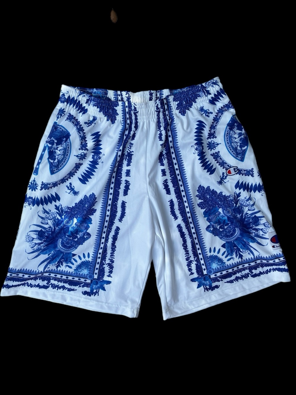 Champion Men’s White & Blue Printed Basketball Shorts